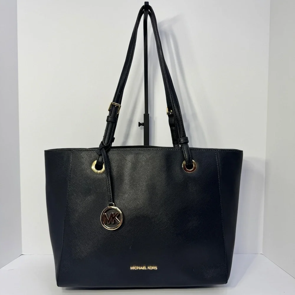 Michael Kors Walsh Multifunctional Black Saffiano Leather‎ Tote Shoulder Bag EUC